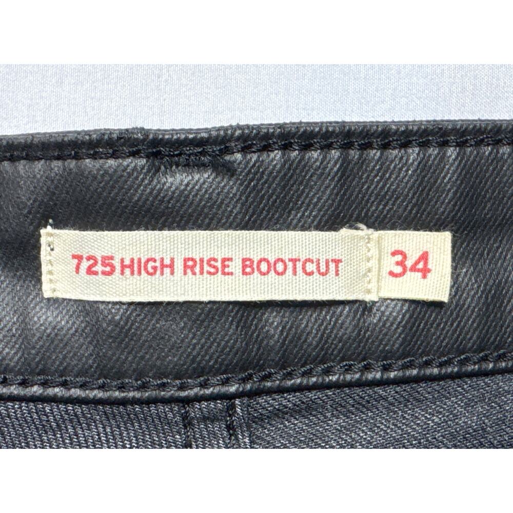Levis 725 Women's High Rise Bootcut Black Coated Stretch Jeans - 34 (37x31.5) - Picture 4 of 7